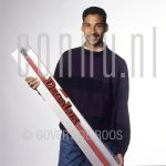 Henk Fraser (Date Unknown) at studio in Amsterdam.

[keywords]Posed, Half Length, Eyecontact, Smiling, Construction material[/keywords]